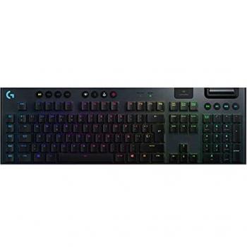 Logitech G915 Lightspeed Tastiera Gaming Meccanica Wireless, Profilo Ribassato, GL-Clicky Switches, LIGHTSYNC RGB, Design Sottile, +30 ore di Durata della Batteria, QWERTY US Layout, Nero