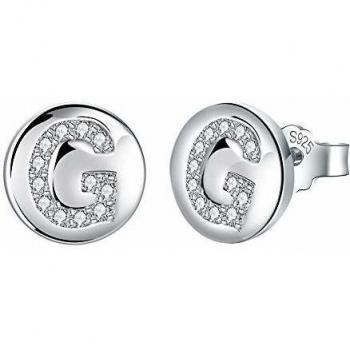 Pendientes Letra Inicial G Plata de Ley 925 Hipoalergénicos con Circonita Cúbica