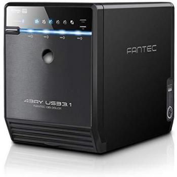 FANTEC QB-35U31 Box Case Esterno per 4x Hard Disk SATA I/II/III da 8,89 cm (3,5 pollici), Porta USB 3.1 Superspeed+ per Trasferimento Dati Fino a 10Gbit/S, Ventola con Sensore Termico, Nero