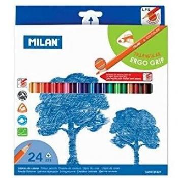 MILAN 0728324 Lápices de Colores Triangulares, 24 Unidades