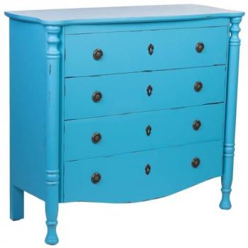 Cómoda Azul Vintage con 4 Cajones – 100×40×90 cm