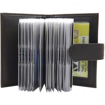 XXL Cuero de Becerro Caja de la Tarjeta para un Total de 22 Tarjetas de credito MJ-Design-Germany con protección RFID y NFC (Negro)