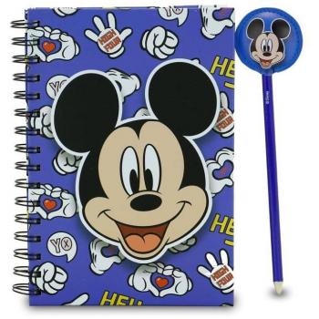 Caja Regalo Disney Mickey Grins con Cuaderno y Lápiz Fashion Azul
