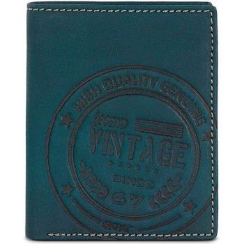 Cartera SKPAT Vintage de piel con bloqueo RFID azul