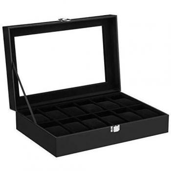 SONGMICS Caja de Relojes con 12 Compartimentos
