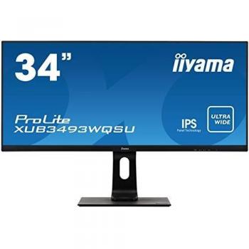 Iiyama ProLite XUB3493WQSU-B1 86.7 cm, 34 Pollici, ADS-IPS LED-Monitor UWQHD, HDMI, DisplayPort, USB3.0, HDCP, PIP, Ultra-Slim-Line, Regolabile in Altezza, Nero