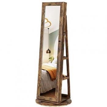 Espejo joyero giratorio 360 grados marrón rústico