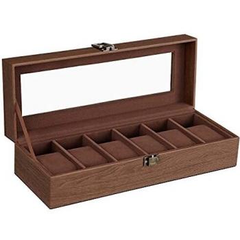 Caja Elegante para Relojes con Tapa de Cristal y Almohadillas Extraíbles