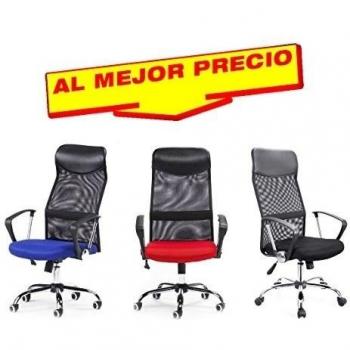 Silla de oficina giratoria tapizada en malla y cabezal en semilpiel