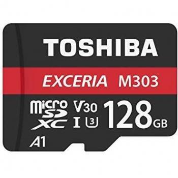 Toshiba M303 Scheda MicroSDXC Exceria 128GB 98MB/s Classe 10 UHS-I U3 V30 A1 con Adattatore
