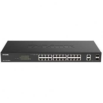 D-Link DGS-1100-26MPV2 Smart Switch Gestito Max PoE, 26 Porte Gigabit di cui 24 Porte PoE a 370W, 802.3af/at, 2 Porte Combo, Supporto VLAN, Funzionalità layer 2, QoS, 802.3az EEE, Senza Ventole