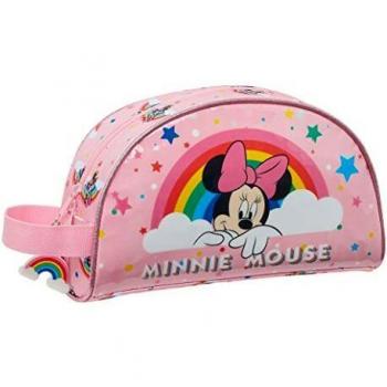 Safta Neceser Grande de Minnie Mouse Arcoíris, 260x160x90mm, Rosa Claro