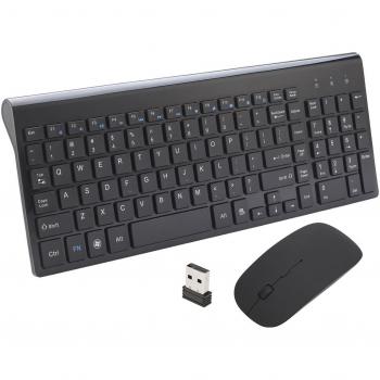 Set di tastiera e mouse wireless, Hi-azul tastiera senza fili completa di 2.4GHz con 102 chiavi e mouse risparmio energetico per uso domestico e ufficio (Nero)