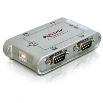 Delock 4 Porte Hub USB 2.0 con Convertitore Serie per Computer e Laptop, Nero