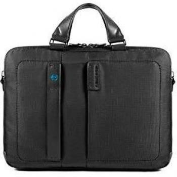 Portadocumentos Piquadro de piel negra con compartimento para portátil