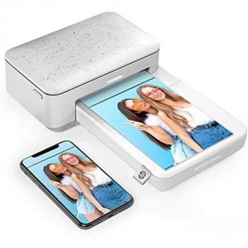 HP Sprocket Studio Instant Photo Printer 10 x 15 cm (White) Print photos from your iOS, Android and social media devices, EU Plug