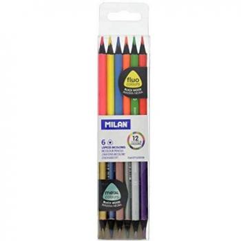 Caja de 6 lápices fluo&metal bicolor NUEVO