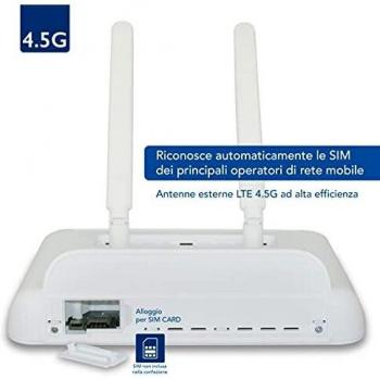 Nome del prodotto: Digicom 4G+ LiteRoute Plus Router 4.5G CAT6 300Mbps, Wi-Fi AC1200 Dual-Band, 4 Porte (3LAN