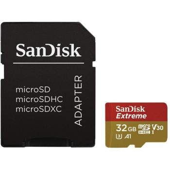 SanDisk Extreme microSDHC 32GB per Action Camera e Droni + Adattatore SD, Velocità di Lettura fino a 100 MB/s, A1 C10 V30 UHS-I U3