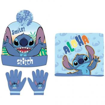 Conjunto gorro guantes braga cuello Stitch Disney