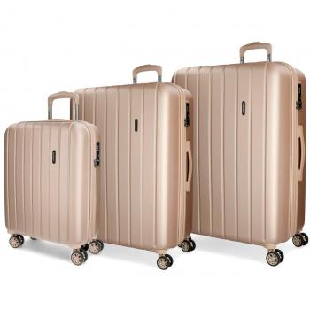 Movom Wood Juego de maletas Beige 55/65/75 cms Rígida ABS Cierre TSA 220L 4 Ruedas Dobles Equipaje de Mano