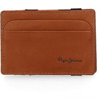Billetero Pepe Jeans “Fair” de piel marrón – 9,5×6,5×1 cm