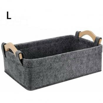 Cesta de Fieltro y Madera de Pino