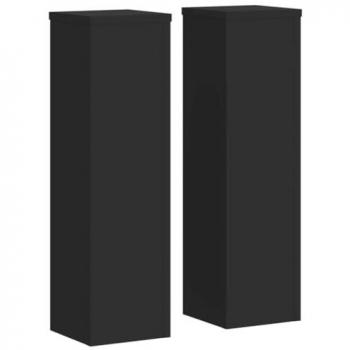 Supports de plantes 2 pièces noir 17x17x60 cm en bois d'ingénierie