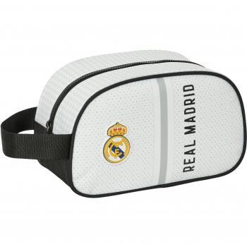 Real Madrid C.F.-Neceser de Viaje Blanco Gris Deportivo 26 x 15 x 12 cm