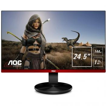 AOC G2590FX Monitor da 24.5 a 144Hz, TN FHD 1920x1080, 1 ms, Speaker, D-SUB, 2 x HDMI, Display Port, Non-Regolabile in Altezza, Nero/Rosso