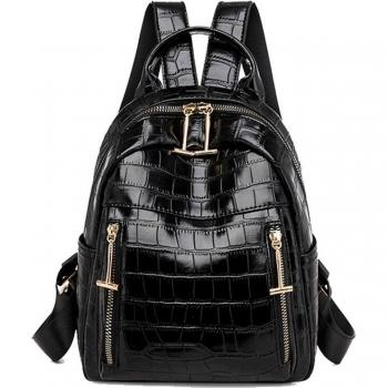 Chuwanglin, mochila de cuero para mujer, minimochila de viaje escolar Vintage con bolso de hombro de Pu de cocodrilo para mujer, Mochilas T121705