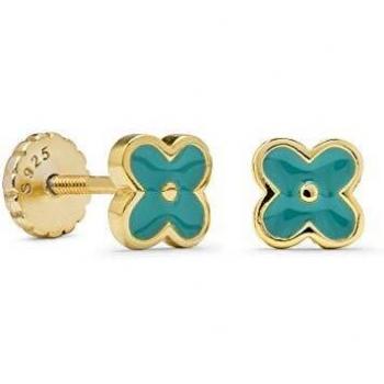 Pendientes Yeakai Kids And Baby de Luxenter con baño de oro amarillo de 18 quilates