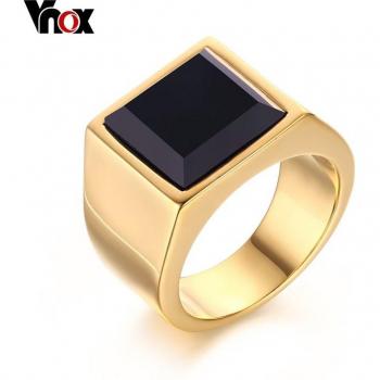 Vnox Alianzas de Boda Anillos de Piedra Negra para Hombres