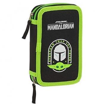 Safta 412041854 Plumier Doble Escolar con 28 Útiles Incluidos de The Mandalorian