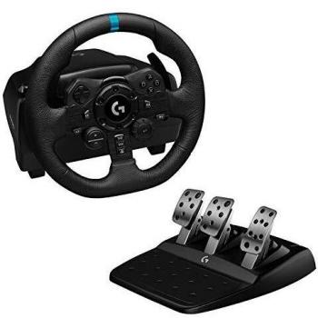 Logitech G923 Volante y Pedales de Carrera para PlayStation PS4 y PC, TRUEFORCE 1000 Hz con Force Feedback, Embrague Dual, Funda de Volante en Cuero Auténtico