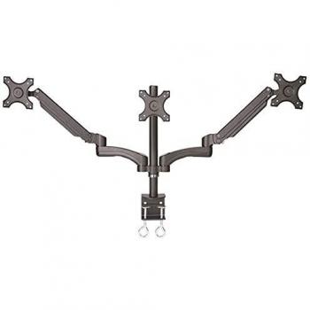 Offerte Suptek supporto per monitor a 3 schermi, supporto da tavolo a tre monitor regolabile a 3 scomparti per monitor fino a 27 pollici, capacità di peso 10 kg per braccio