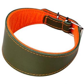 Collar Galgo Cuero Superfelt Verde y Naranja