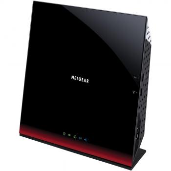 Netgear D6300-100PES Modem Router Wi-Fi AC1600 Mbps Dual Band 5 Porte Gigabit 2 Porte USB 2.0 Nero/Rosso