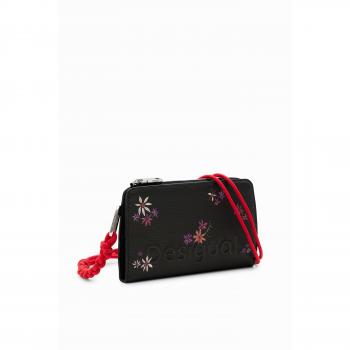 Cartera grande negra con flores y cremallera Desigual