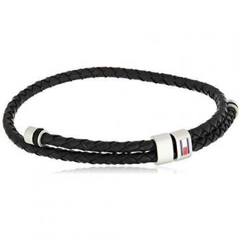 Tommy Hilfiger Pulsera de Piel Negra para Hombre