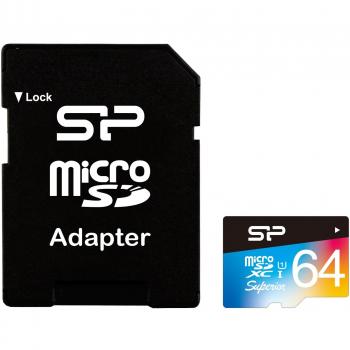Silicon Power Superior Micro SD 64GB con Adattatore SD, UHS-1 Classe 10, Fino a 90MB/s in Lettura e 45MB/s in Scrittura, Nero (SP064GBSTXDU1V20SP)
