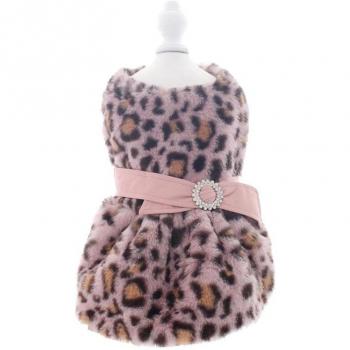 Vestido navideño para perros con estampado de leopardo