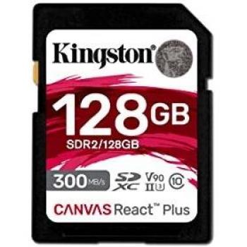 Kingston Canvas React Plus 128GB SDXC Speicherkarte UHS-II 300R/260W U3 V90 for Full HD/4K/8K