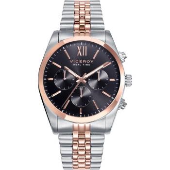 Reloj Viceroy Hombre Analógico Cuarzo 42423-53 Acero Inoxidable Bisel Rosado Esfera Negra Tres Subesferas