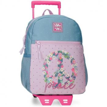 Mochila Roll Road Peace con carro 33 cm multicolor