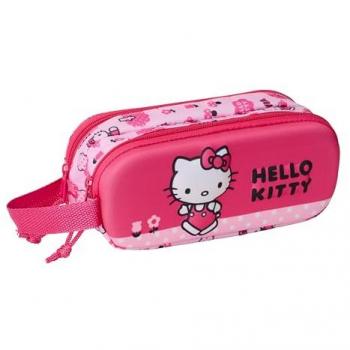Portatodo Doble 3D Hello Kitty Rosa