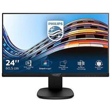 Philips 243S7EYMB Monitor 24 LED IPS, Full HD, 3 Side Frameless, Regolabile in Altezza, Girevole, Pivot, Inclinabile, Casse Audio Integrate, Softblue Protezione Occhi, Display Port, VGA, Vesa, Nero