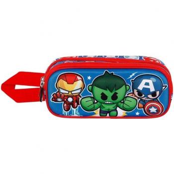 Estuche portatodo doble 3D Los Vengadores Mini Heroes Marvel Karactermania azul