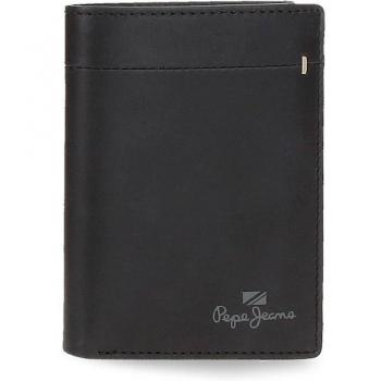 Pepe Jeans. Cartera de piel Staple vertical con monedero Negro