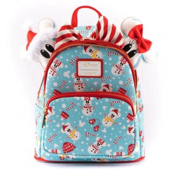 Mochila Loungefly con diadema de orejas de Mickey y Minnie en temática de muñecos de nieve